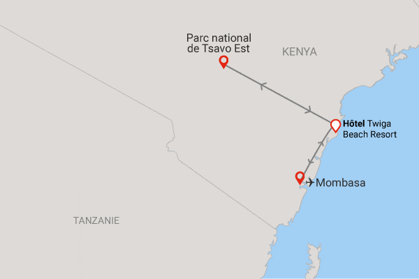 Combiné circuit et hôtel Twiga Beach Resort & Spa 4* avec 1 nuit Tsavo Est watamu Kenya