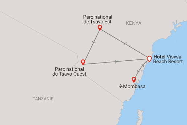 Combiné circuit et hôtel Visiwa Beach Resort 5* avec 2 nuits Tsavo Est/Ouest watamu Kenya