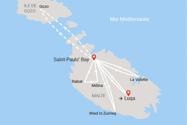 Circuit Beautés maltaises, hôtel Gillieru stpauls_bay Malte