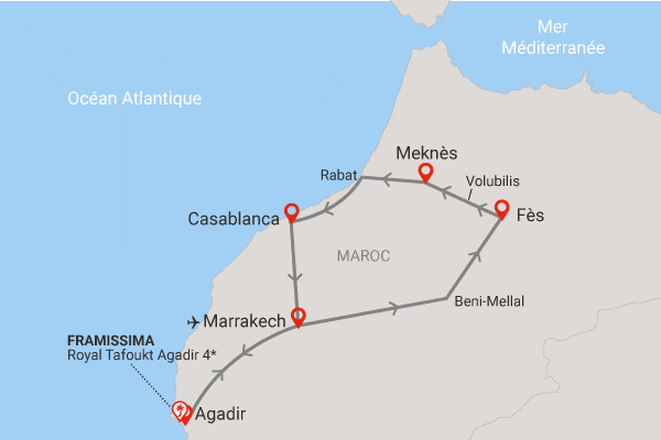 Combiné circuit et hôtel Les Villes Impériales et extension Framissima Royal Tafoukt Agadir Resort & Spa (3 nuits) agadir Maroc