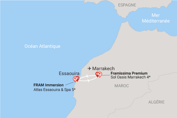 Combiné hôtels Framissima Premium Sol Oasis et Fram Immersion Atlas Essaouira marrakech Maroc