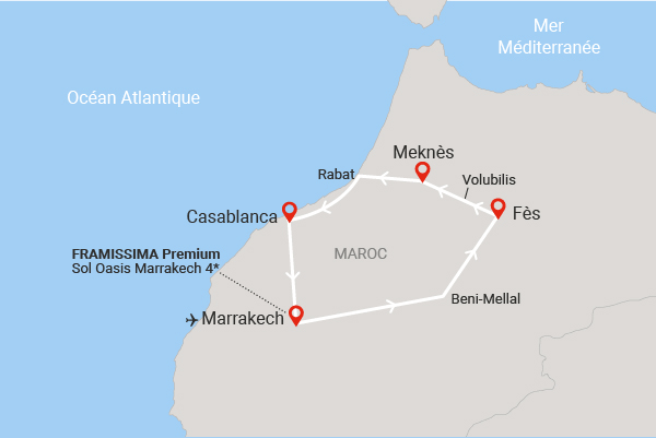 Combiné circuit et hôtel Les Villes Impériales et extension Framissima Premium Sol Oasis Marrakech (7 nuits) marrakech Maroc