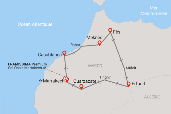 Circuit Richesses des villes impériales au grand sud marocain + extension Framissima Premium Sol Oasis 4* 3 nuits marrakech Maroc