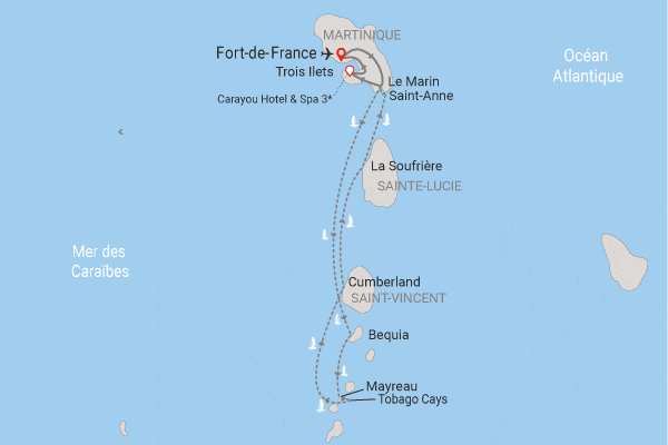 Combiné croisière et hôtel A la découverte des Grenadines et extension à l'hôtel Carayou Hôtel & Spa fort_de_france Martinique