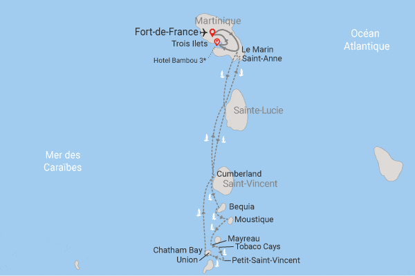 Croisière Passion Grenadines et extension 4 nuits à l'hôtel Bambou fort_de_france Martinique