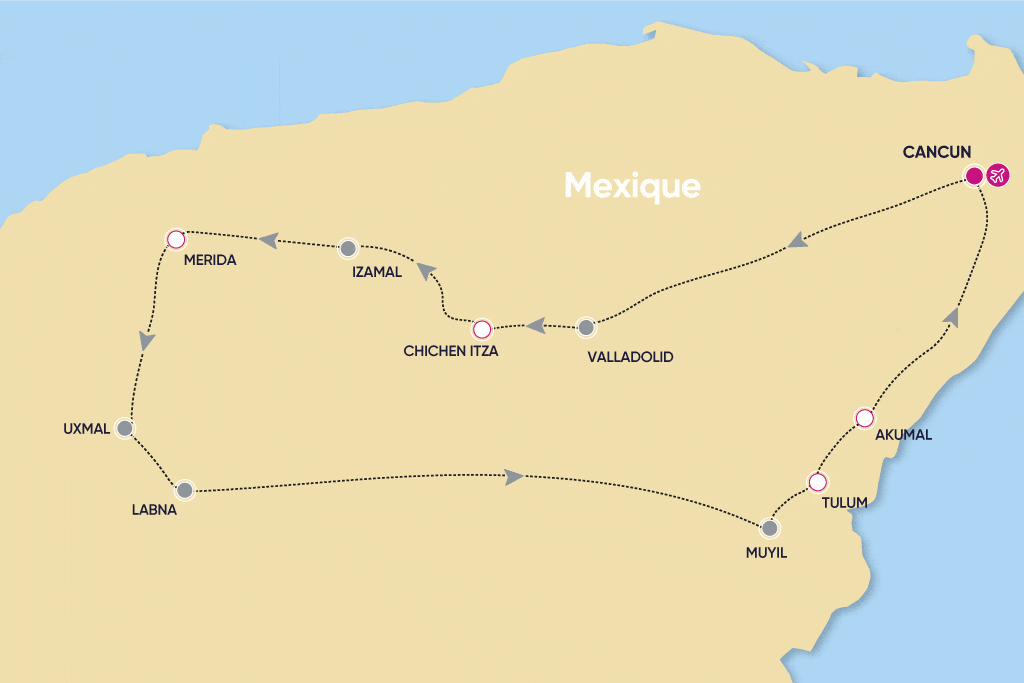 Autotour Essentiel du Yucatan et plage cancun Mexique