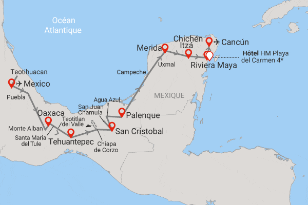 Combiné circuit et hôtel Couleurs mexicaines + extension HM Playa del Carmen mexico Mexique