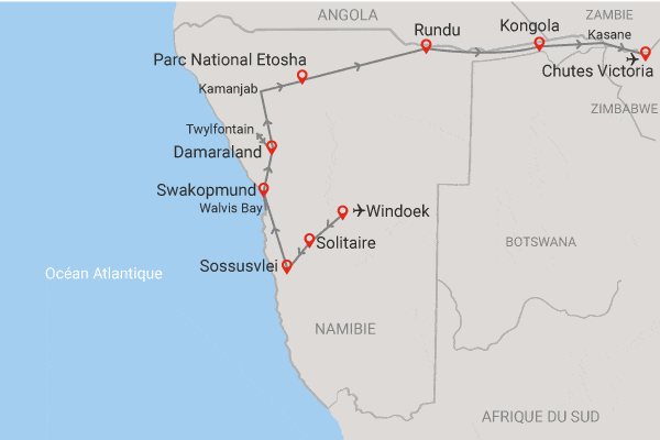 Autotour Namibie et Bande de Caprivi windhoek Namibie
