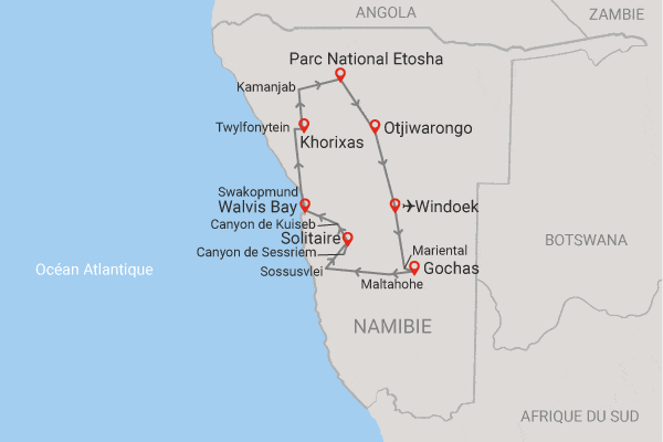 Autotour La Namibie Sauvage en liberté windhoek Namibie
