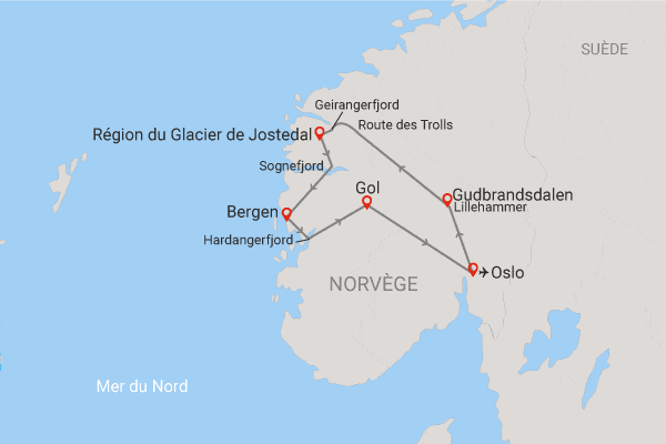Circuit Fjords et glaciers avec 2 nuits à Bergen oslo Norvege