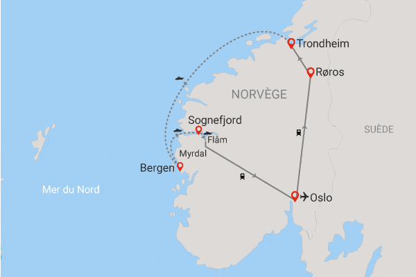 Circuit Le sud de la Norvège en train et croisière côtière oslo Norvege