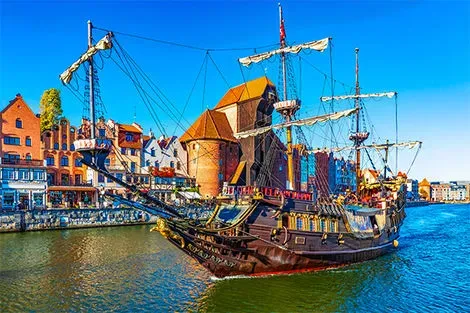 Historical ship in the Old Town of Gdansk