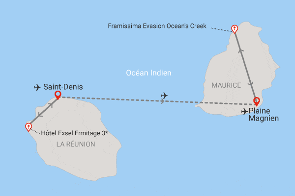Séjour 2 en 1 : Île de la Réunion et Île Maurice, Exsel Ermitage 3* et Framissima Evasion Ocean's Creek lermitagelesbains Reunion