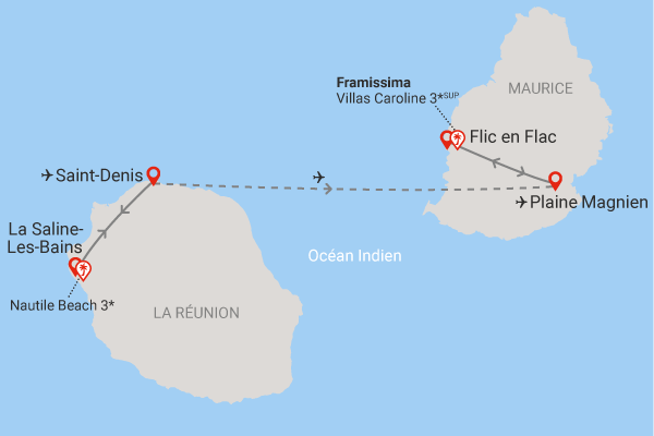 Combiné hôtels Douceurs de l'Océan Indien (Nautile 3* & Framissima Villas Caroline 3* sup) saint_denis Reunion