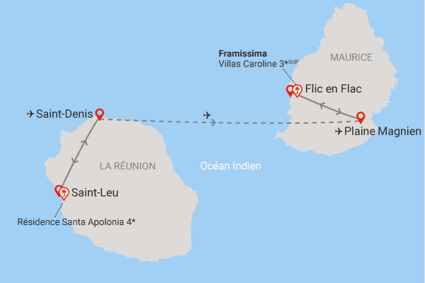 Séjour 2 en 1 : Île de la Réunion et Île Maurice, Santa Apolonia et Framissima Evasion Villas Caroline saint_denis Reunion