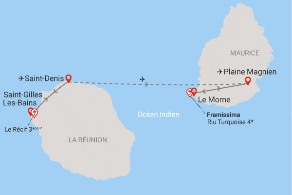 Séjour 2 en 1 : La Réunion et Maurice, Le Récif 3* Sup et Framissima Premium RIU Turquoise saint_denis Reunion