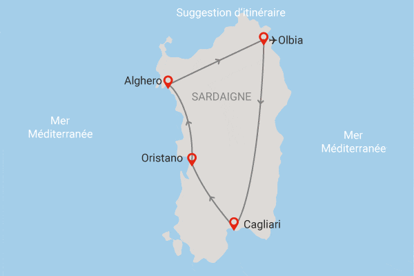 Autotour Tour Complet sur les Routes de Sardaigne olbia Sardaigne