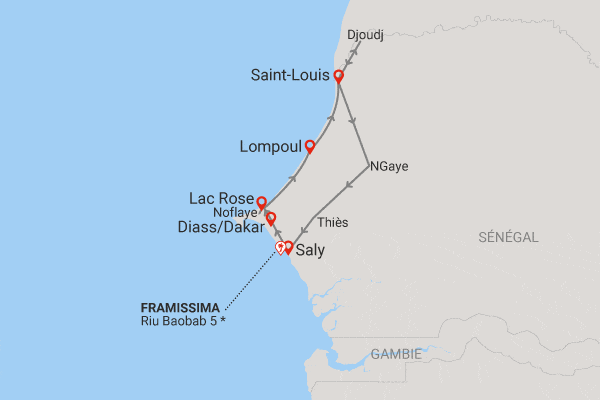 Circuit Les Oasis du Sénégal + extension Framissima Riu Baobab Dakar Senegal