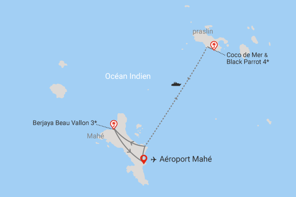 Combiné hôtels 2 îles - Coco de Mer 4* (4 nuits) + Berjaya Beau Vallon 3* (3 nuits) mahe Seychelles