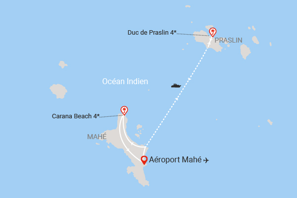 Combiné hôtels 2 îles - Le Duc De Praslin 4* (5 nuits) + Carana Beach 4* (5 nuits) mahe Seychelles