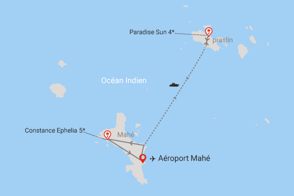 Combiné hôtels 2 îles - Paradise Sun 4* (4 nuits) + Constance Ephelia 5* (3 nuits) mahe Seychelles