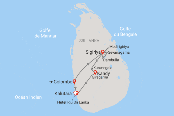 Combiné circuit et hôtel Circuit Joyaux du Sri Lanka (privatif) & plage au Fram Sélection Riu Sri Lanka colombo Sri Lanka