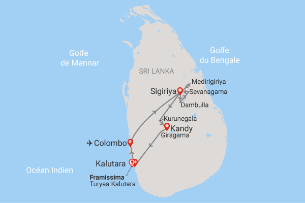 Combiné circuit et hôtel Circuit Joyaux du Sri Lanka (privatif) & plage au Framissima Turyaa colombo Sri Lanka