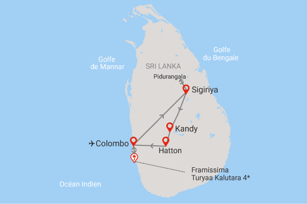 Combiné circuit et hôtel Couleurs de Ceylan + extension Framissima Turyaa Kalutara colombo Sri Lanka