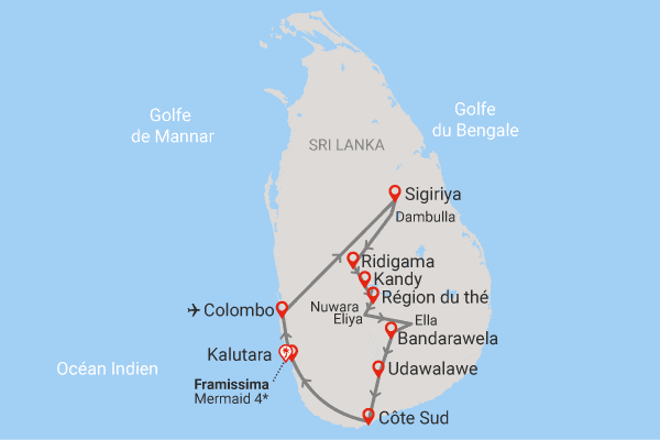 Circuit Splendeurs Insolites de Ceylan (privatif) & plage au Framissima Mermaid colombo Sri Lanka