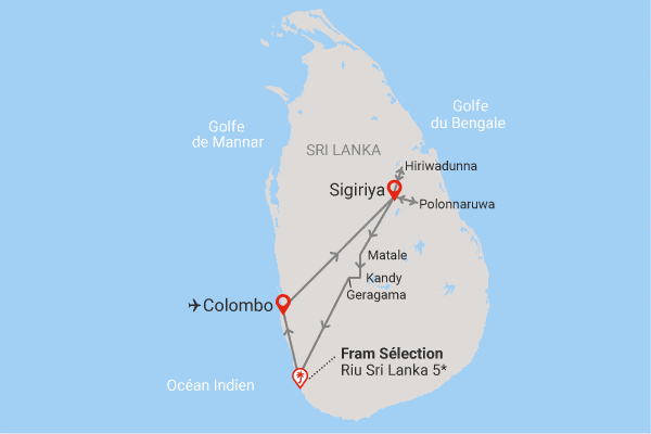 Combiné circuit et hôtel Royaume de Ceylan (collectif) & plage au Fram Sélection Riu Sri Lanka colombo Sri Lanka