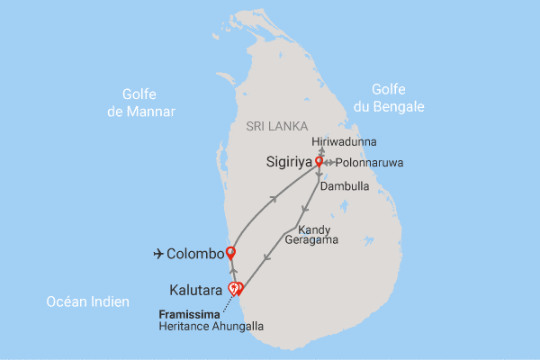 Combiné circuit et hôtel Royaume de Ceylan (privatif) & plage au Framissima Evasion Heritance Ahungalla colombo Sri Lanka