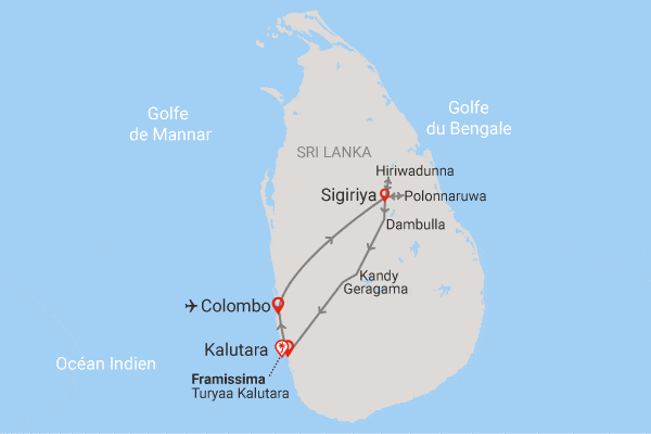 Combiné circuit et hôtel Royaume de Ceylan (privatif) & plage au Framissima Turyaa colombo Sri Lanka