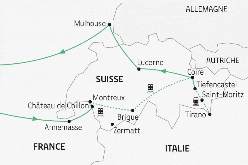 Circuit Glaciers Suisses et Trains de Montagne brig Suisse