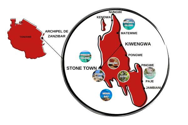 Circuit Zanzibar Rhapsody et plage de Kiwengwa zanzibar Tanzanie