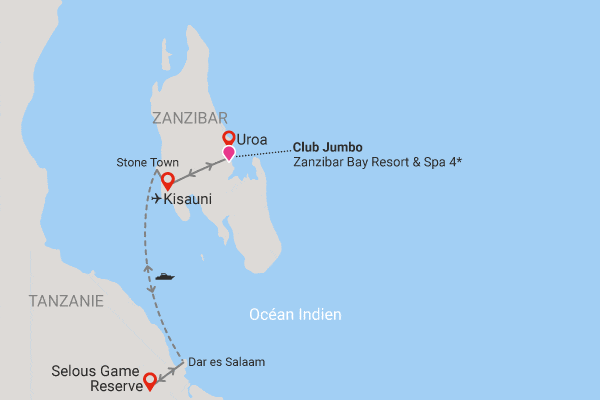 Combiné circuit et hôtel Club Jumbo Zanzibar Bay 4* avec 2 nuits au parc de Selous zanzibar Tanzanie