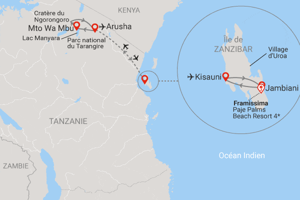 Combiné circuit et hôtel Safari au coeur du Ngorongoro et plages de Zanzibar (au départ du Framissima Paje Palms) Zanzibar Tanzanie