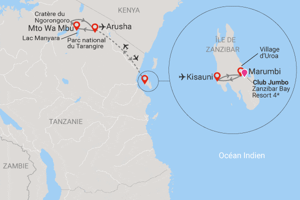 Combiné circuit et hôtel Safari au cœur du Ngorongoro et plages de Zanzibar Zanzibar Tanzanie