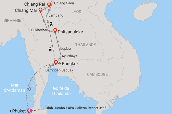 Combiné circuit et hôtel Essentiels de la Thaïlande + extension Palm Galleria bangkok Thailande