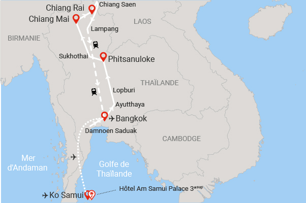 Combiné circuit et hôtel Essentiels de la Thailande et extension 7 nuits au Am Samui Palace bangkok Thailande
