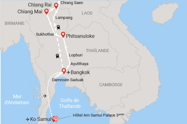 Combiné circuit et hôtel Essentiels de la Thailande et extension au Am Samui Palace bangkok Thailande