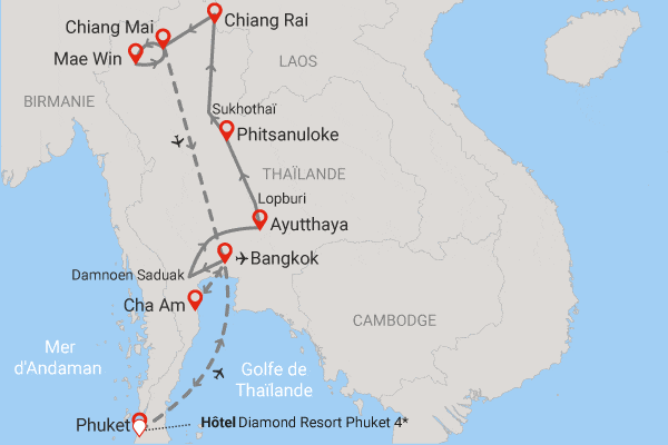 Circuit Richesses et traditions de Thaïlande + extension Diamond Resort bangkok Thailande