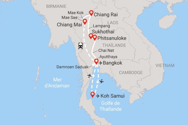 Circuit Royaume du Siam + Extension Samui bangkok Thailande