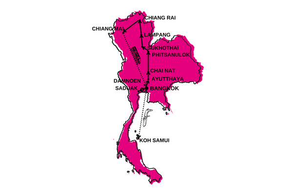 Circuit Royaume du Siam et plage à Samui bangkok Thailande