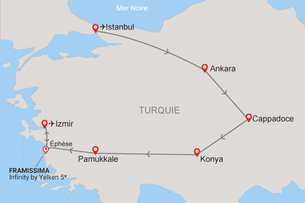 Combiné circuit et hôtel La Turquie Légendaire 4* + extension Framissima Infinity by Yelken Istanbul Turquie