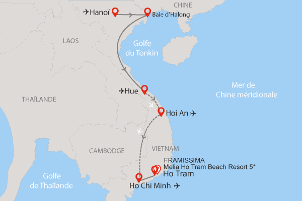 Combiné circuit et hôtel Merveilleux Vietnam en privatif 4* et extension 3 nuits au Immersion Melia Ho Tram hanoi Vietnam