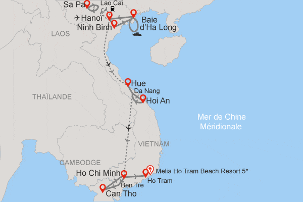 Circuit Toutes les couleurs du Vietnam 3* et extension 5 nuits au Immersion by Fram Melia Ho Tram hanoi Vietnam