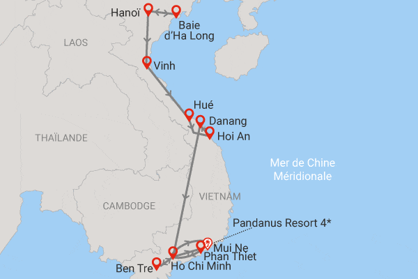 Combiné circuit et hôtel Trésors du Vietnam avec extension 5 nuits au Pandanus Resort hanoi Vietnam