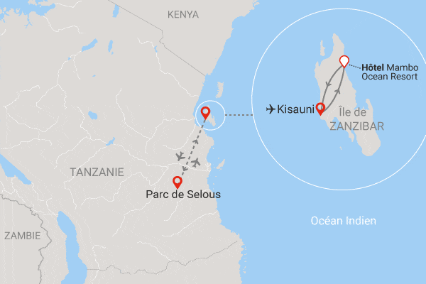 Combiné circuit et hôtel Mambo Ocean Resort 4* avec 2 nuits au parc de Selous pwani_mchangani Zanzibar